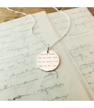 Becoming Strong Women Quote Necklace Sterling Silver
