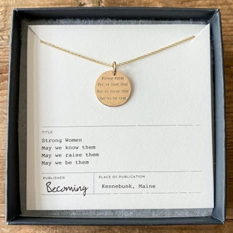 Strong Women Quote Necklace Sterling Silver