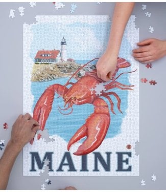 Lantern Press Lobster and Portland Lighthouse Puzzle 1000 PC