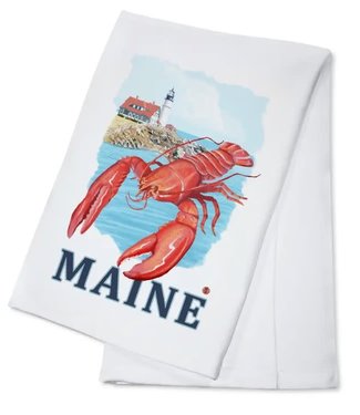 Lantern Press Lobster & Portland Lighthouse Kitchen Towel