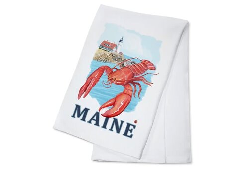  Lantern Press Lobster & Portland Lighthouse Kitchen Towel 