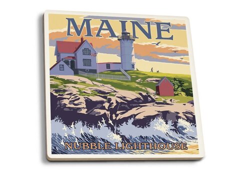  Lantern Press Nubble Lighthouse Coaster 