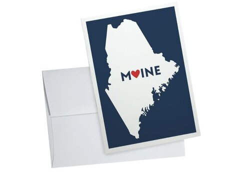  Lantern Press Maine State with Red Heart Notecard 