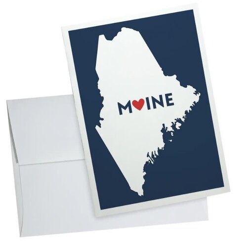 Lantern Press Maine State with Red Heart Notecard 