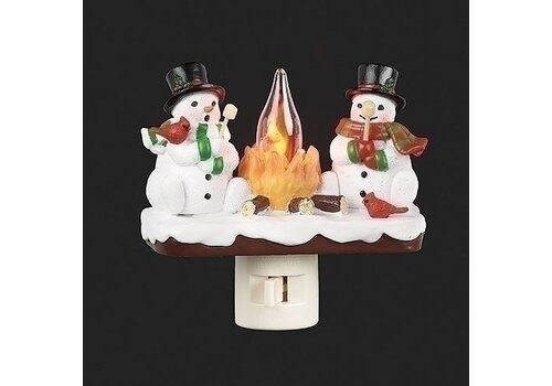  Roman Inc Snowmen by Campfire Nightlight 