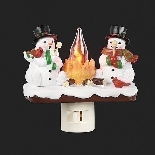  Roman Inc Snowmen by Campfire Nightlight 
