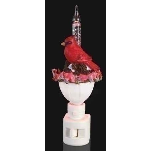  Roman Inc Cardinal with Holly Bubble Nightlight 