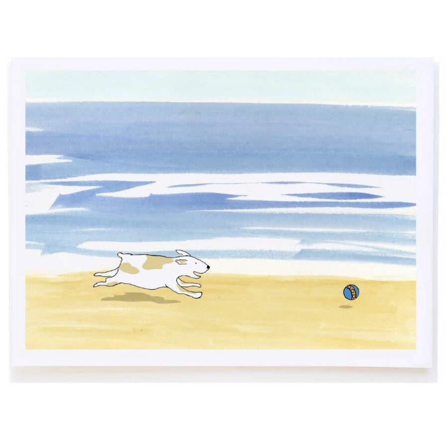 Dog on Beach BDay Card