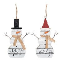Snowman Wood Slat Ornament