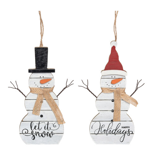  Snowman Wood Slat Ornament 