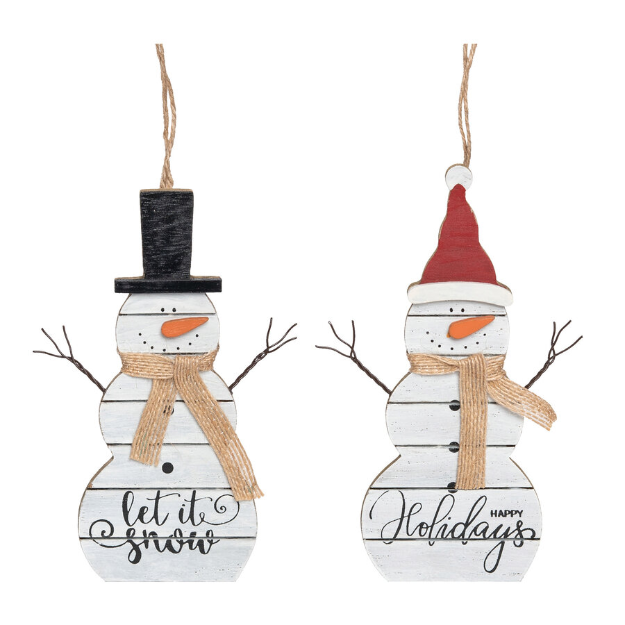 Snowman Wood Slat Ornament