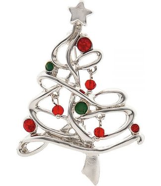 Crystals Swirl Christmas Tree Pin