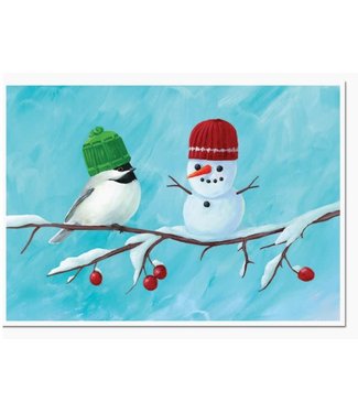 Allport Editions Chickadee And Snowman Holiday Card
