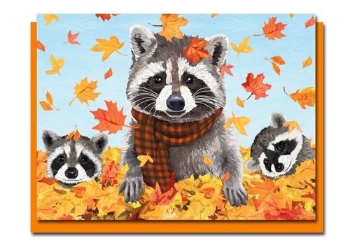  Allport Editions Raccoon Family Thanksgiving Card 