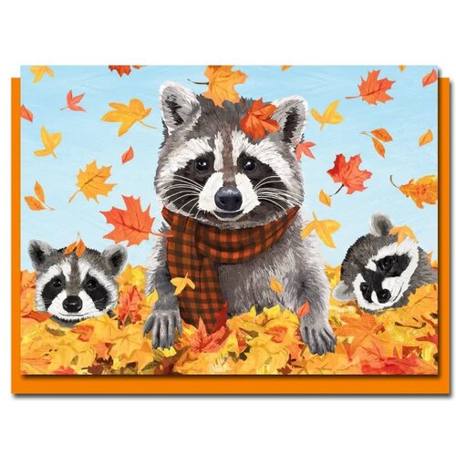  Allport Editions Raccoon Family Thanksgiving Card 