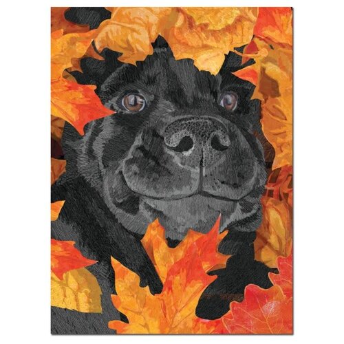  Allport Editions Dog In Leaves Thanksgiving Card 
