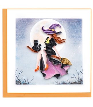 Quilling Cards Witch  Broomstick Quilled Card