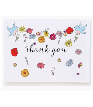 Molly O Birds with Flower Swag Thank You Card