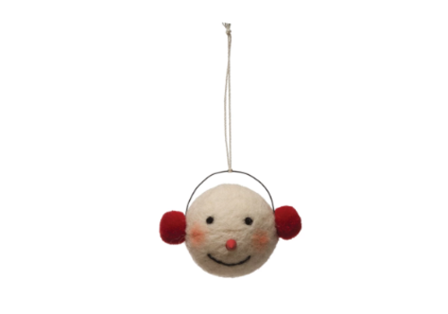  Creative Co-Op Felt Snowman Head Ornament with Earmuffs 