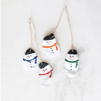Oyster Shell Snowman Ornament