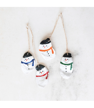 Creative Co-Op Oyster Shell Snowman Ornament