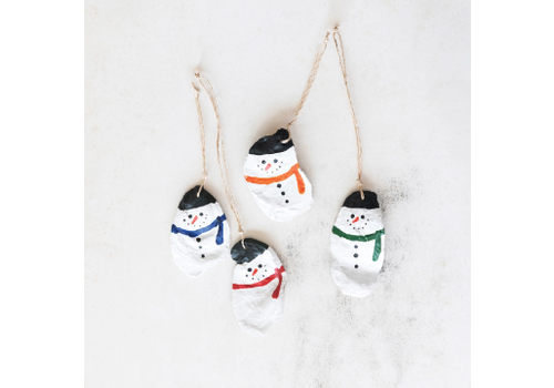  Creative Co-Op Oyster Shell Snowman Ornament 
