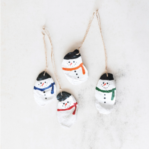  Creative Co-Op Oyster Shell Snowman Ornament 