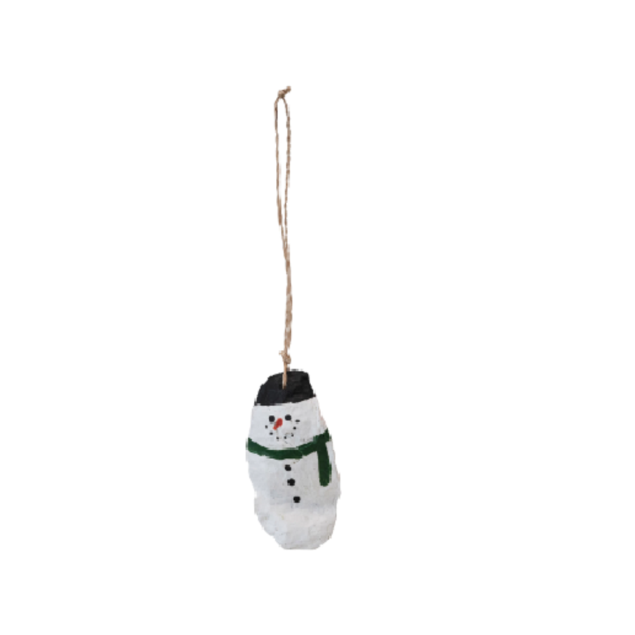 Oyster Shell Snowman Ornament