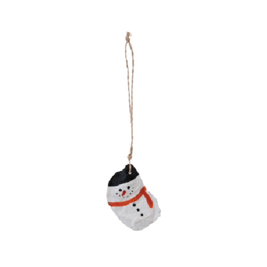 Oyster Shell Snowman Ornament