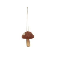 Wool and Wood Mushroom Ornament