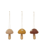 Wool and Wood Mushroom Ornament