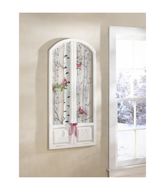 Arched Window Pane Wall Décor w/ Cardinals