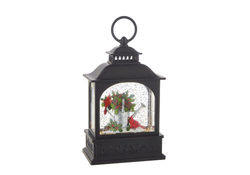  8.5" Cardinals on Watering Can Lighted Lantern 