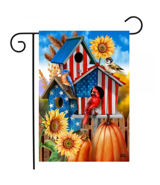 American Fall Birdhouses Garden Flag