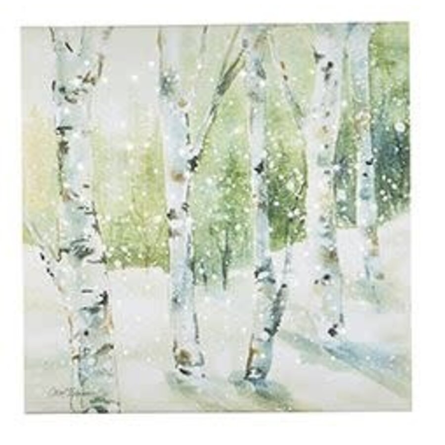 Snowy Birch Forest Lighted Print