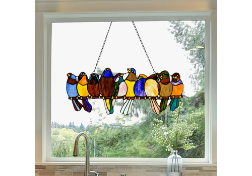  River of Goods 9.5" H Multicolor Birds Window Panel 