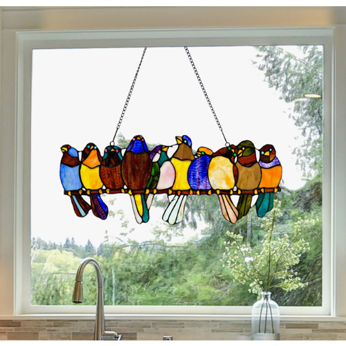  River of Goods 9.5" H Multicolor Birds Window Panel 