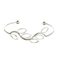 Silver Leaf Wire Cuff Bracelet