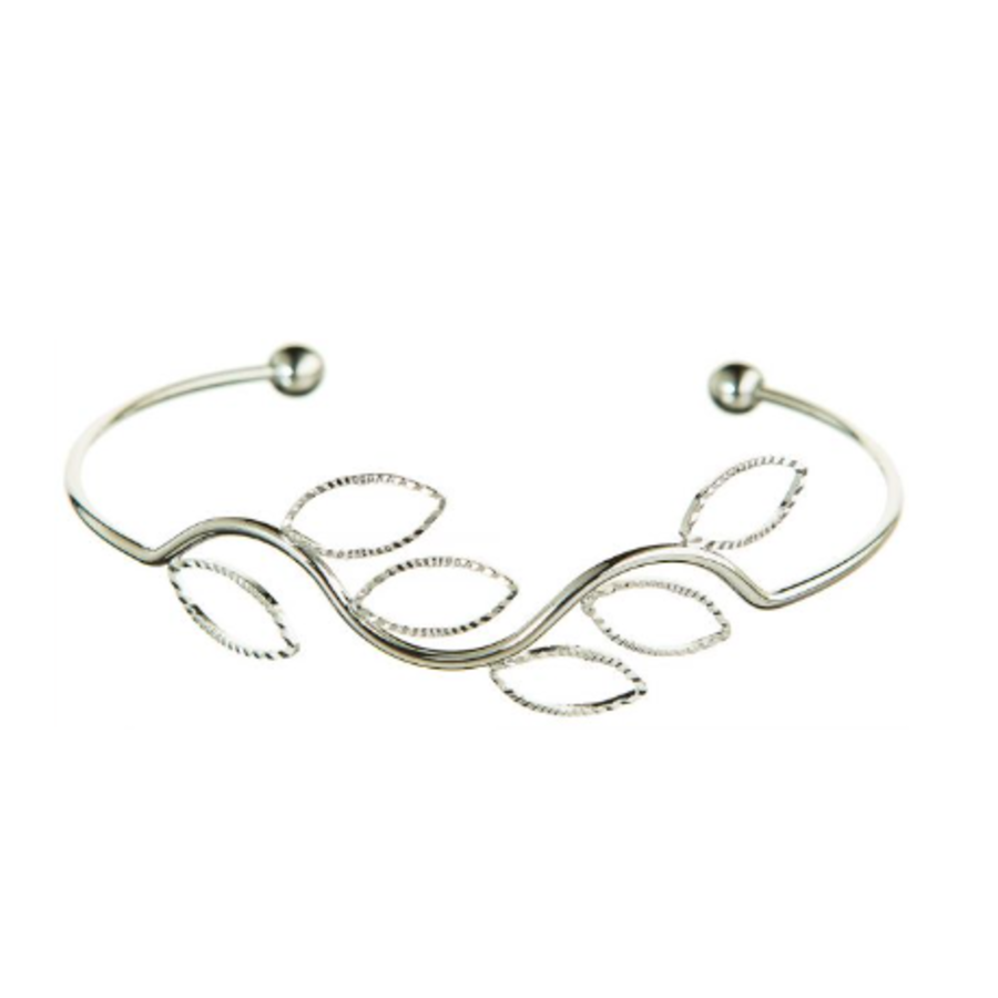 Silver Leaf Wire Cuff Bracelet