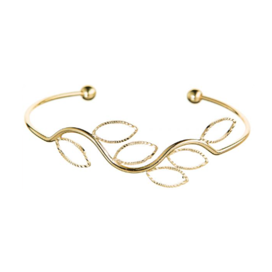 Gold Leaf Wire Cuff Bracelet_