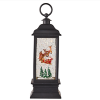 11" H Santa Flying Animated Water Lantern Thin