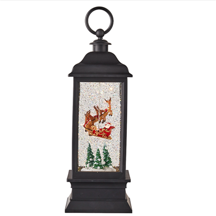 11" H Santa Flying Animated Water Lantern Thin