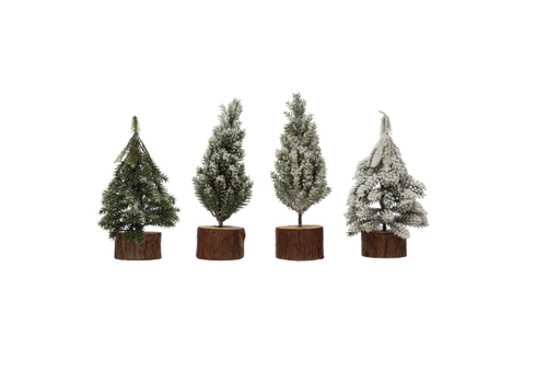  Creative Co-Op Pine Tree with Wood Slice Base 