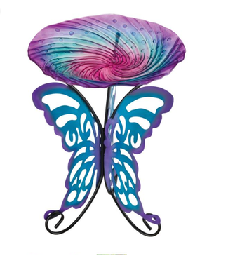 Regal Art & Gift 18" Birdbath with Decorative Stand - Butterfly