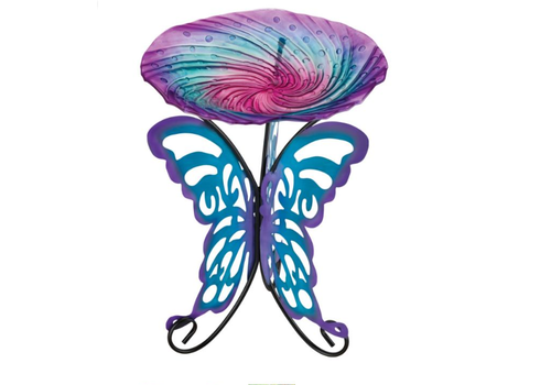  18" Birdbath with Decorative Stand - Butterfly 