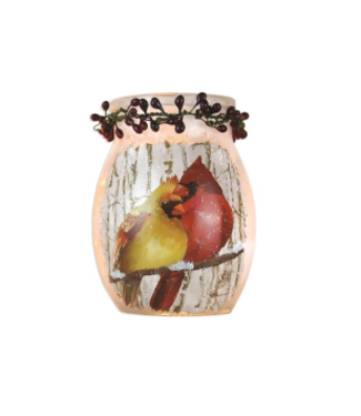 Stony Creek Cardinal Winter Pre-Lit Small Jar Duo