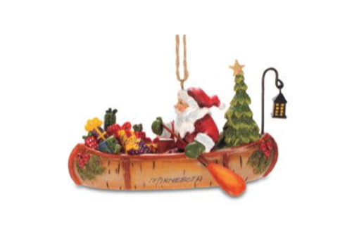  Cape Shore Santa in Birch Canoe Ornament 