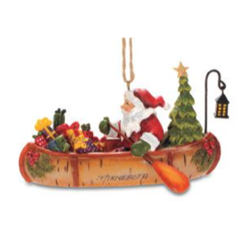 Cape Shore Santa in Birch Canoe Ornament 