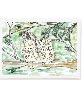 Molly O Owls with Mistletoe Card