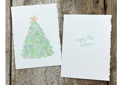  El's Cards Sea Glass Tree Holiday Card 